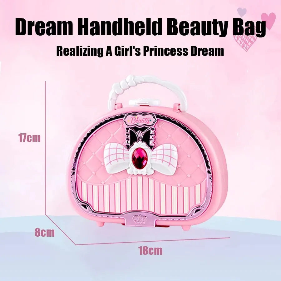 Kids Beauty Toys Makeup Kit Little Bag Washable Pretend Play Cosmetic Set Toys with Mirror Non-Toxic & Safe Birthday Gifts Girl kids makeup