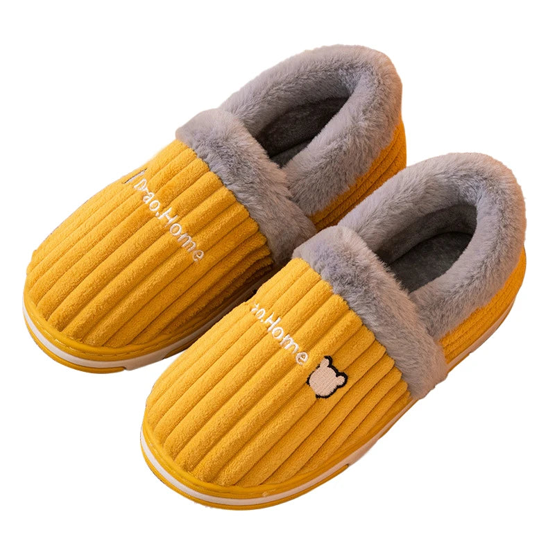 Comwarm New Women Slippers Winter Warm Plush Fur Antiskid Cloud Slippers Outdoor Breathable Thick Flat Sole Soft Home Slipper