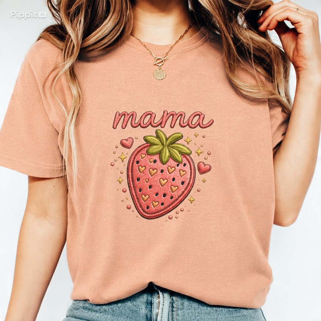 Strawberry Mama T-Shirt | Cute Fruit Mom Graphic Tee