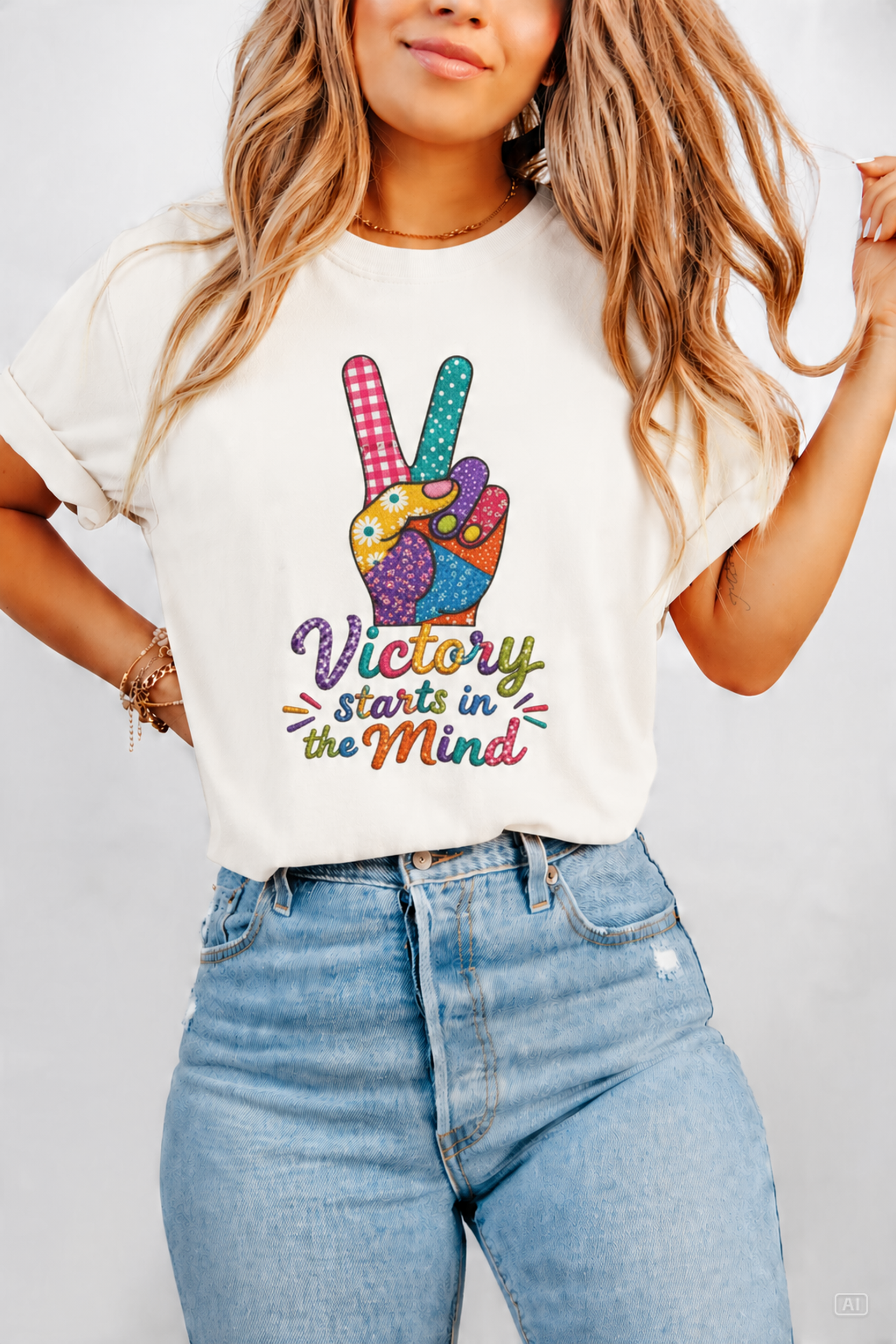 Victory Starts in the Mind Tee | Peace Sign Graphic T-Shirt